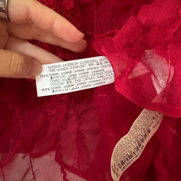 Zara Red Ruffled Women's Top - Picture 3 of 5